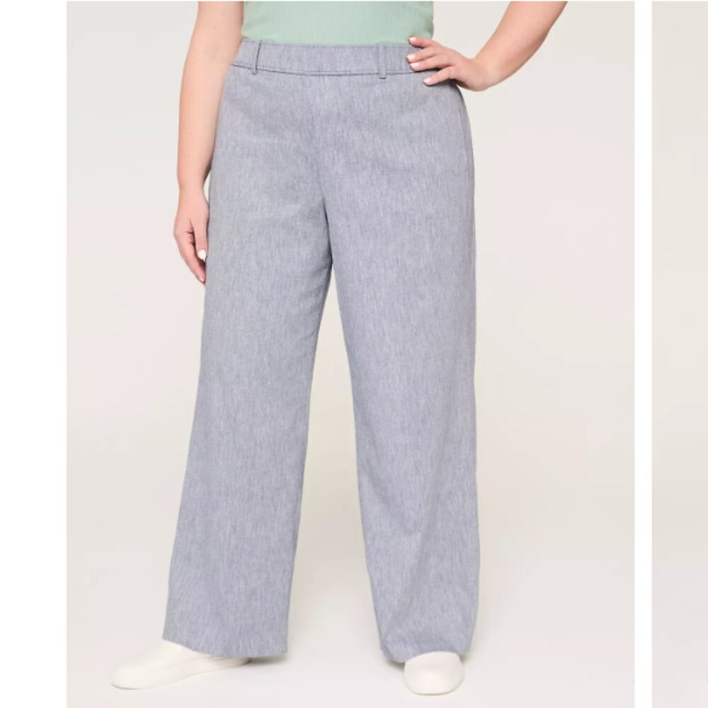 Lane Bryant Light Blue Linen Pull-On Relaxed Straight Pant Size 28 Reg